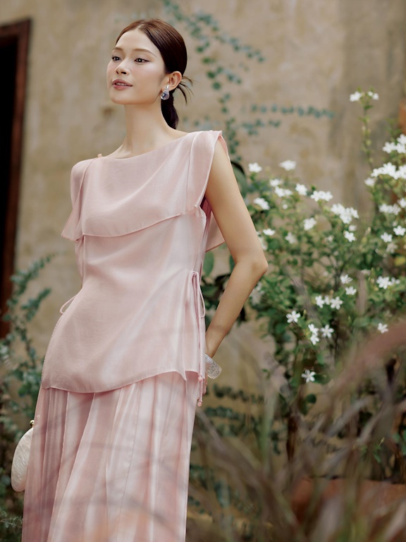 Áo tơ vạt rời dây buộc eo_CV.2-1336