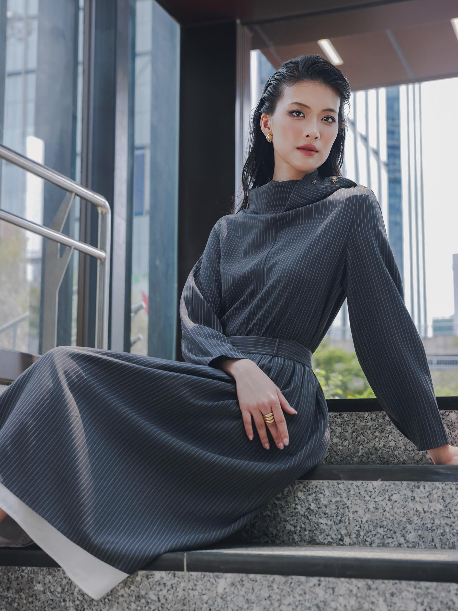 Chân váy xòe xếp ly phối tà trong_A.1-3191