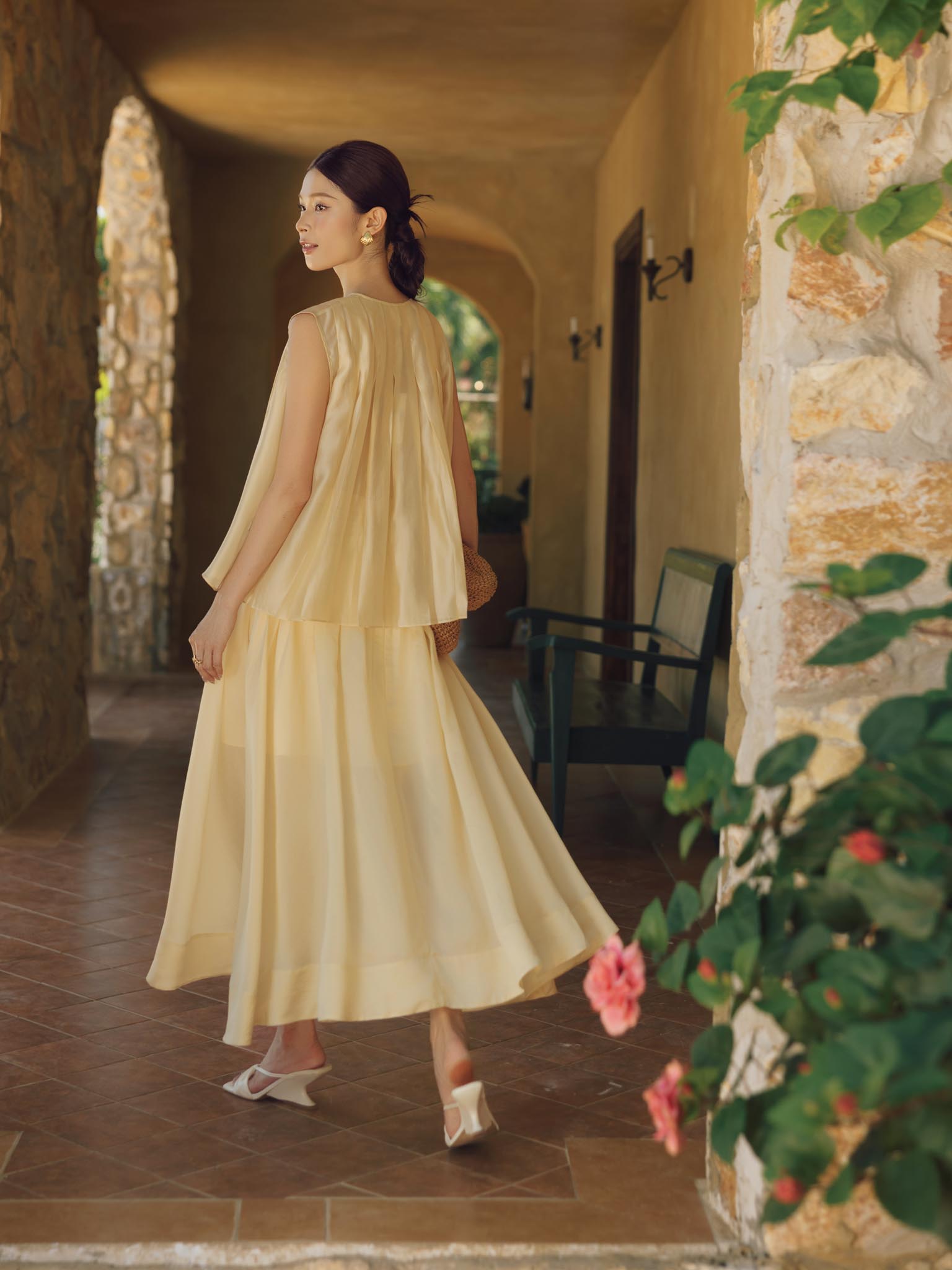 Chân váy tơ xếp ly cách điệu_A.1-3432