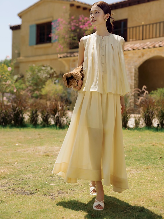 Chân váy tơ xếp ly cách điệu_A.1-3432