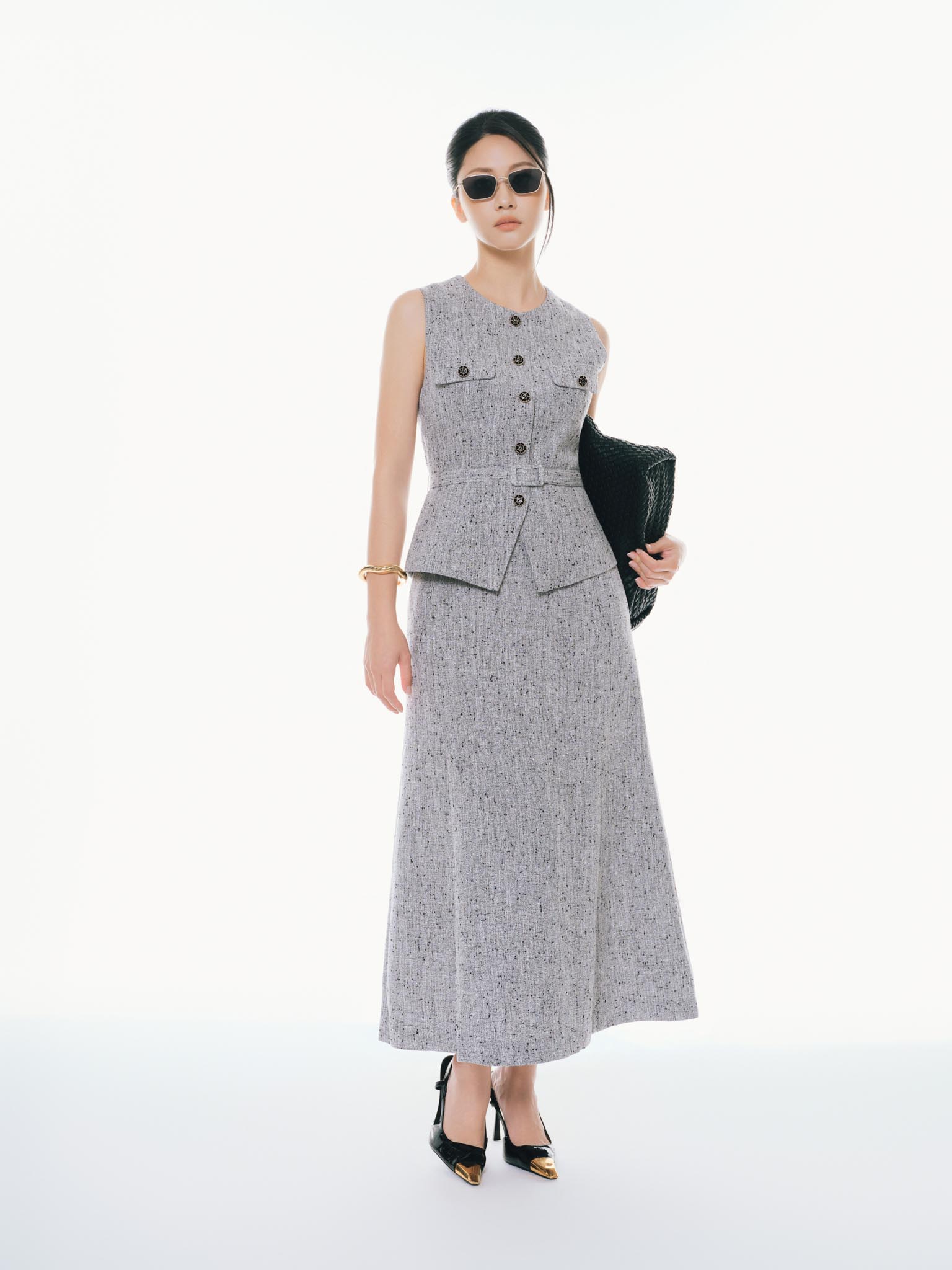 Áo gile gấu vạt chéo kèm đai_CV.5-1205