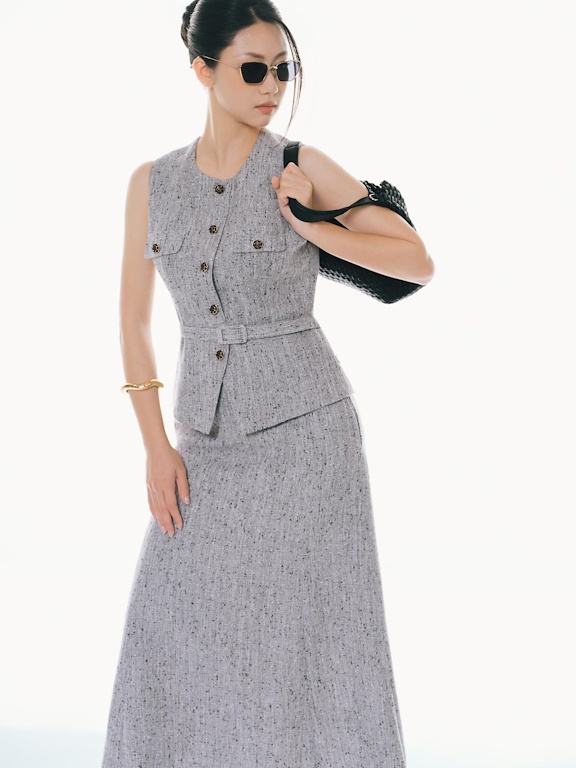 Áo gile gấu vạt chéo kèm đai_CV.5-1205