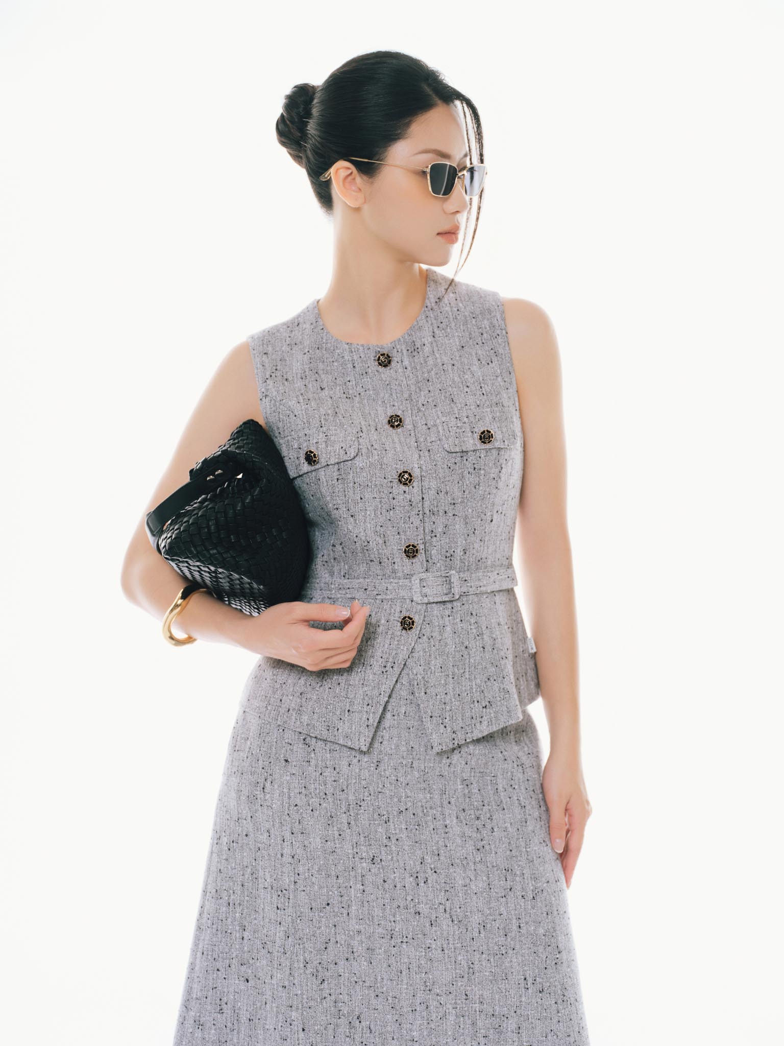 Áo gile gấu vạt chéo kèm đai_CV.5-1205