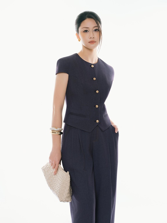 Áo ký giả cổ tròn gấu xẻ V_Q.2-979