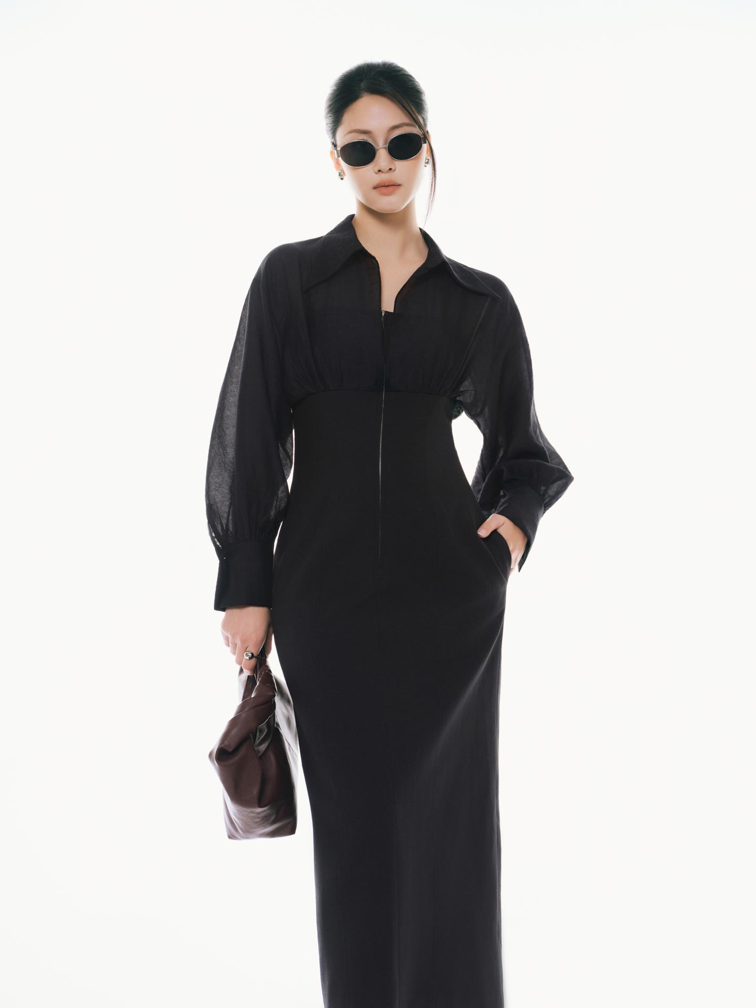 Váy bổ mảnh thân trên phối tơ