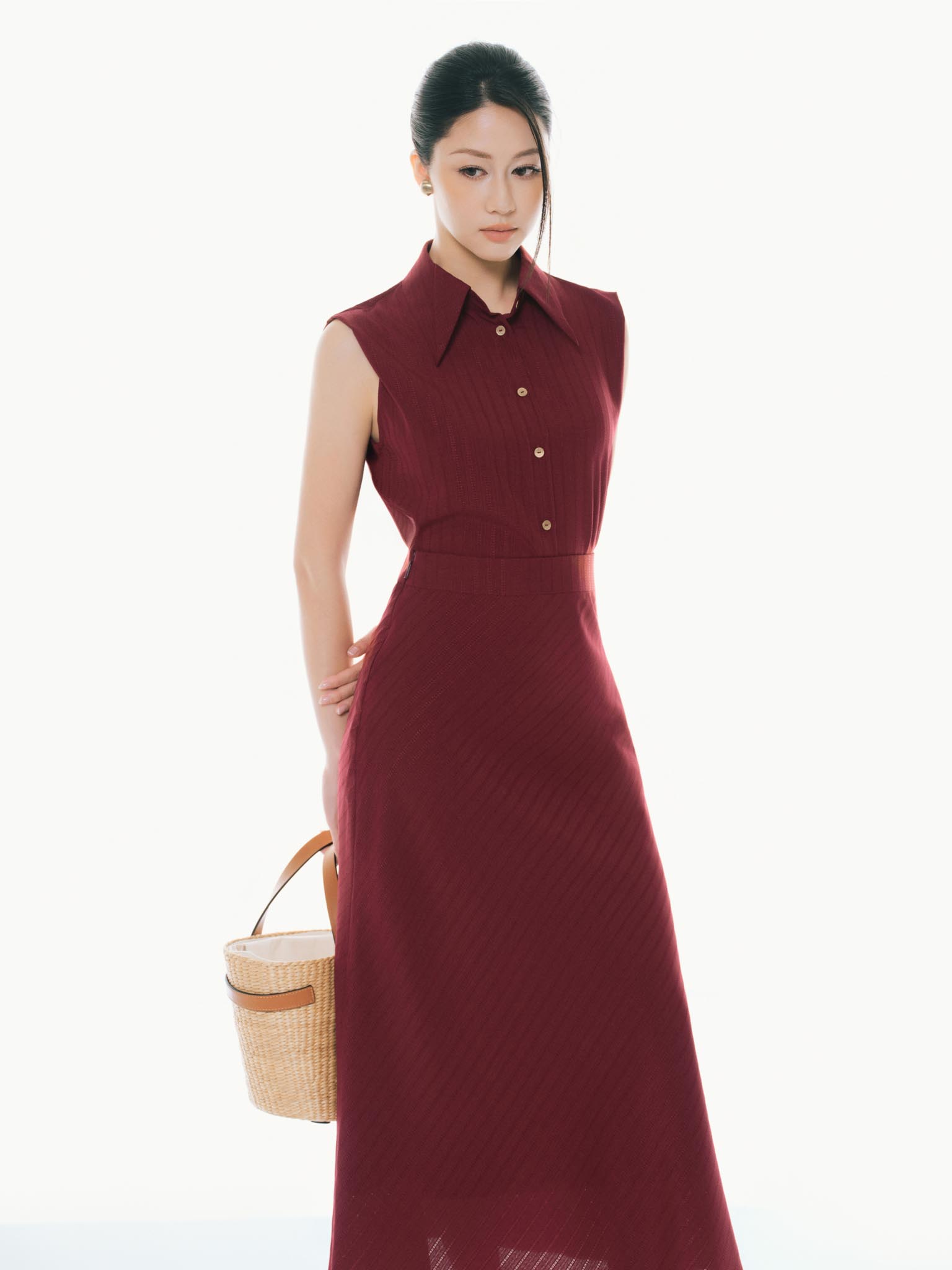 Áo sơ mi kẻ sát nách cổ bẻ cách điệu_CV.1-1249