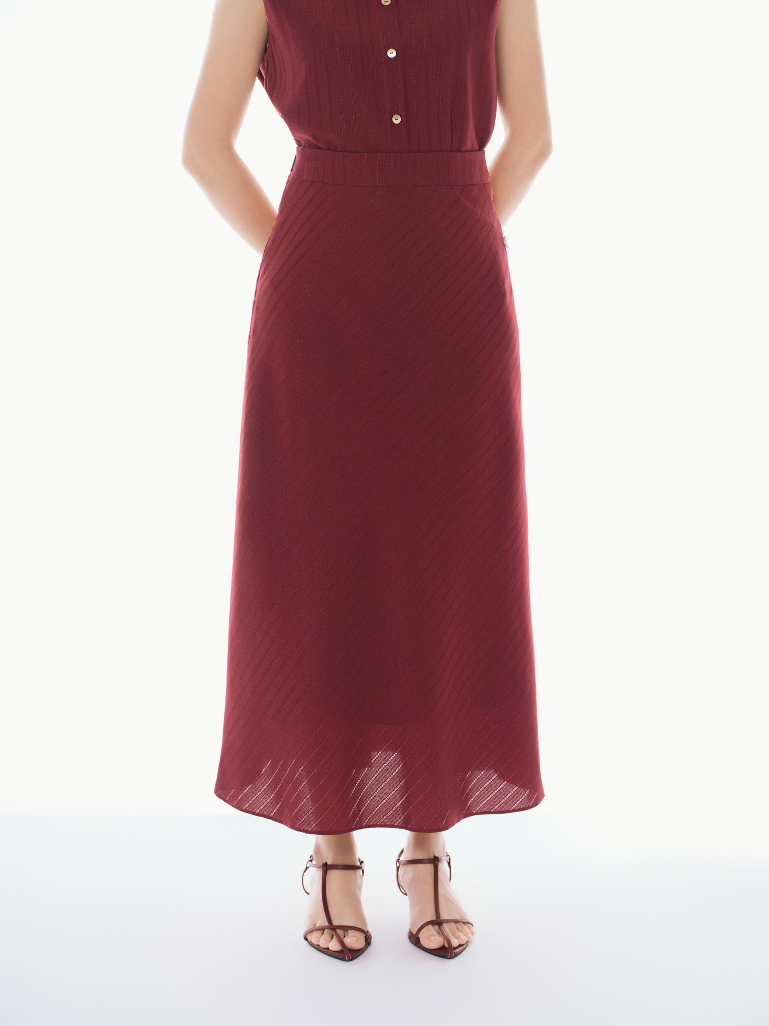 Chân váy midi kẻ chéo_A.1-3301