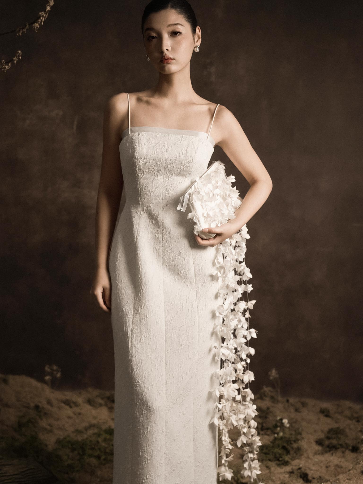 Váy 2 dây dáng dài basic ngực phối