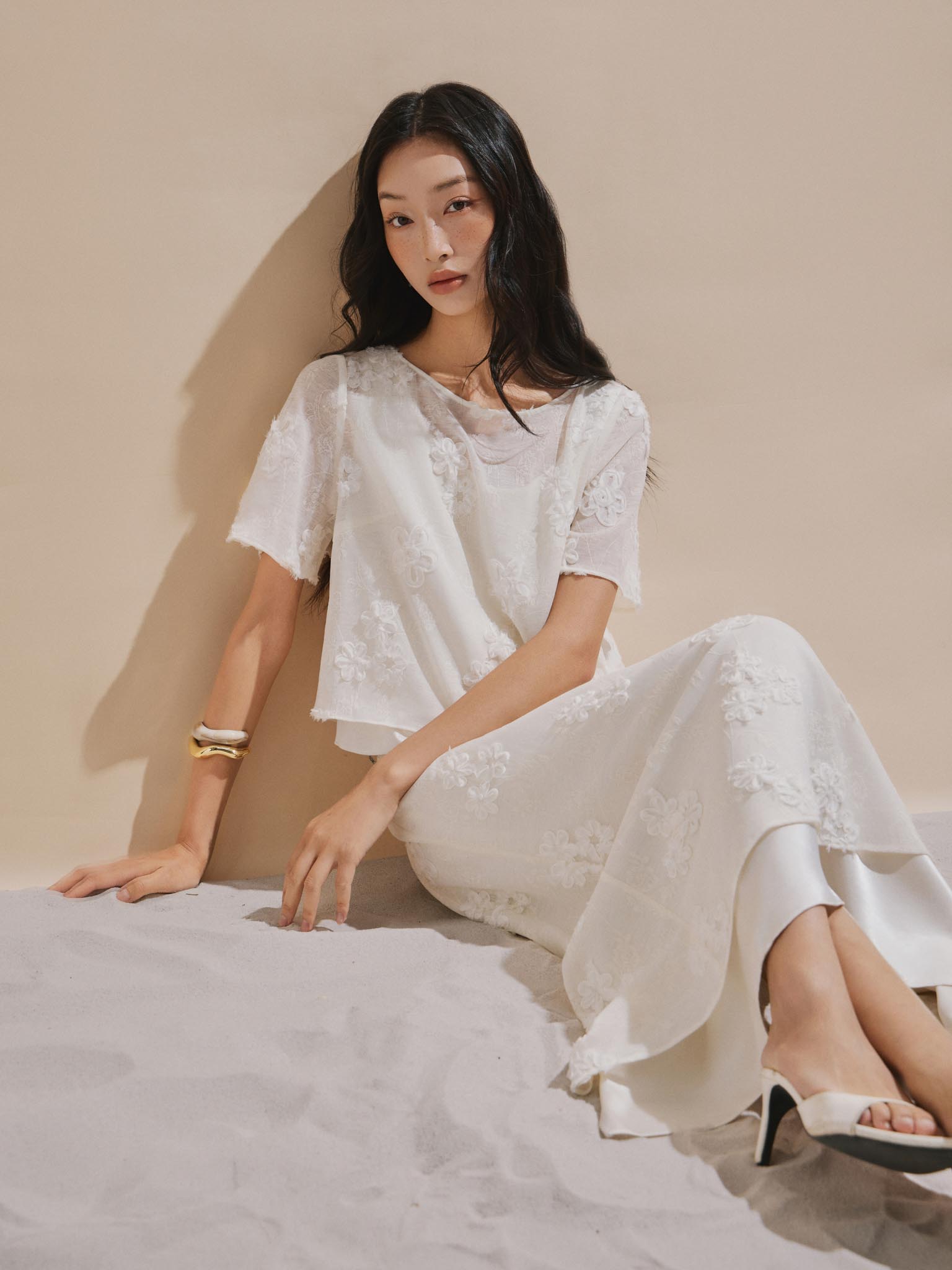 Chân váy midi hoa nổi cạp 1F_A.1-3364