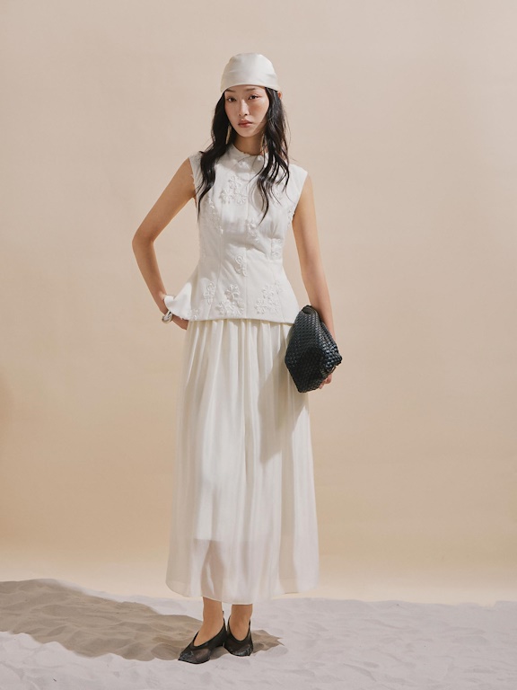 Váy peplum tơ hoa sát nách