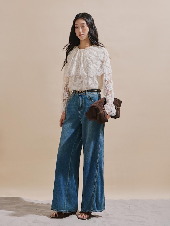 Quần Jean ống suông sườn trần xéo-DC13