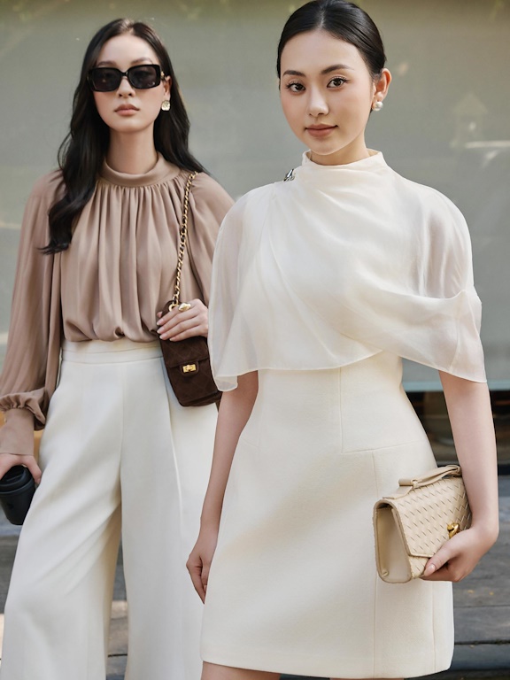 Váy ngắn chữ A choàng vai