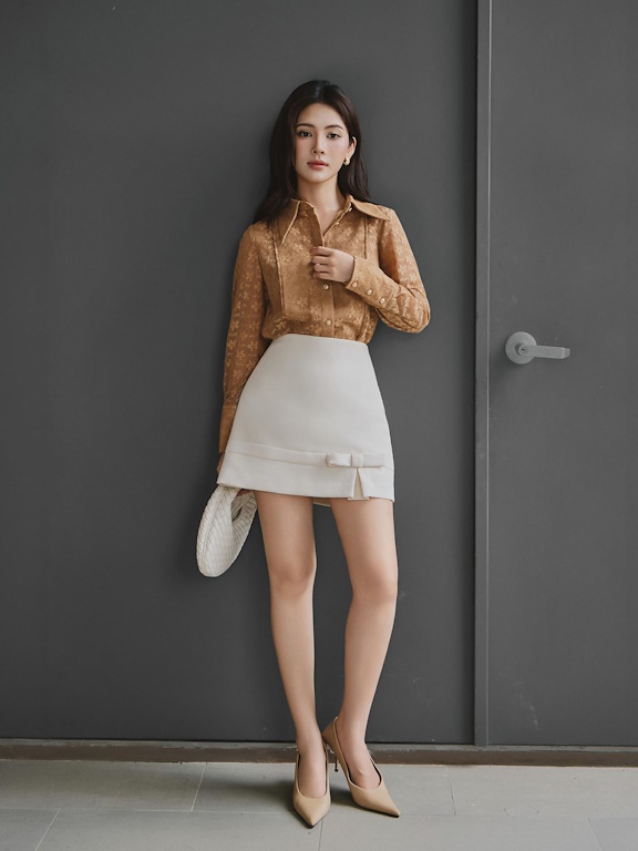 Chân váy chữ A ngắn phối nơ