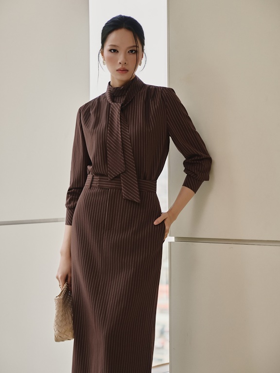 Áo kẻ cổ quàng dây_CV.2-1151