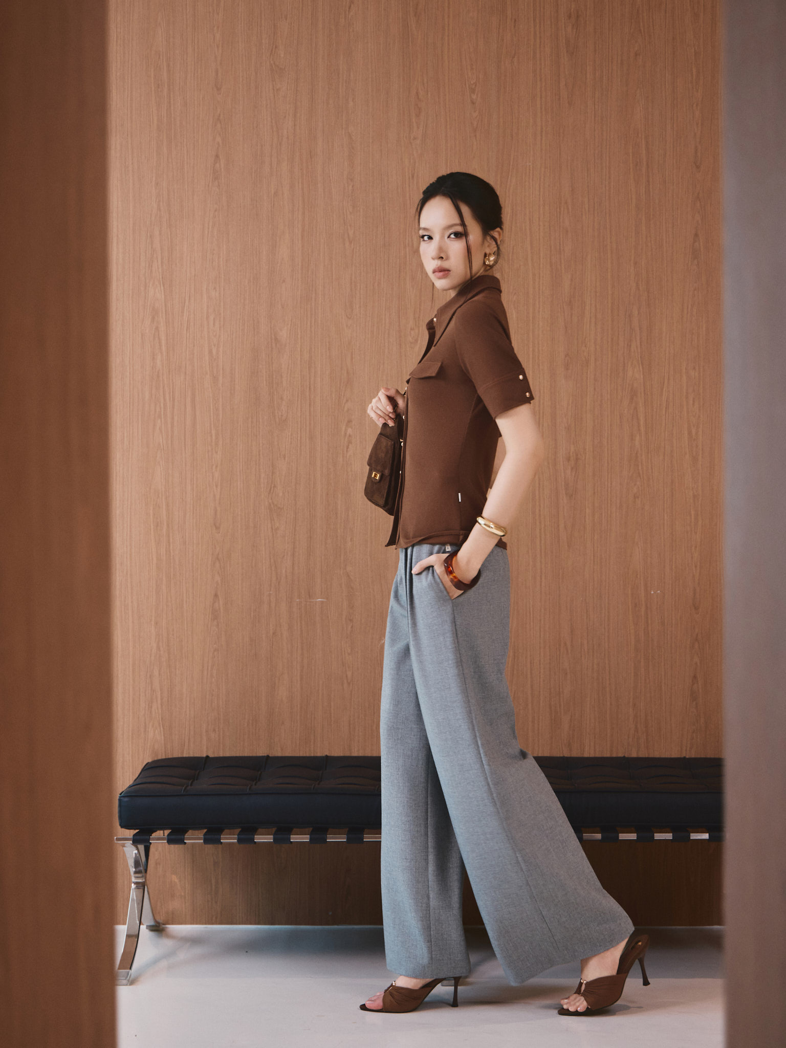 Áo thun cài cúc cổ bẻ 2 nắp túi giả
