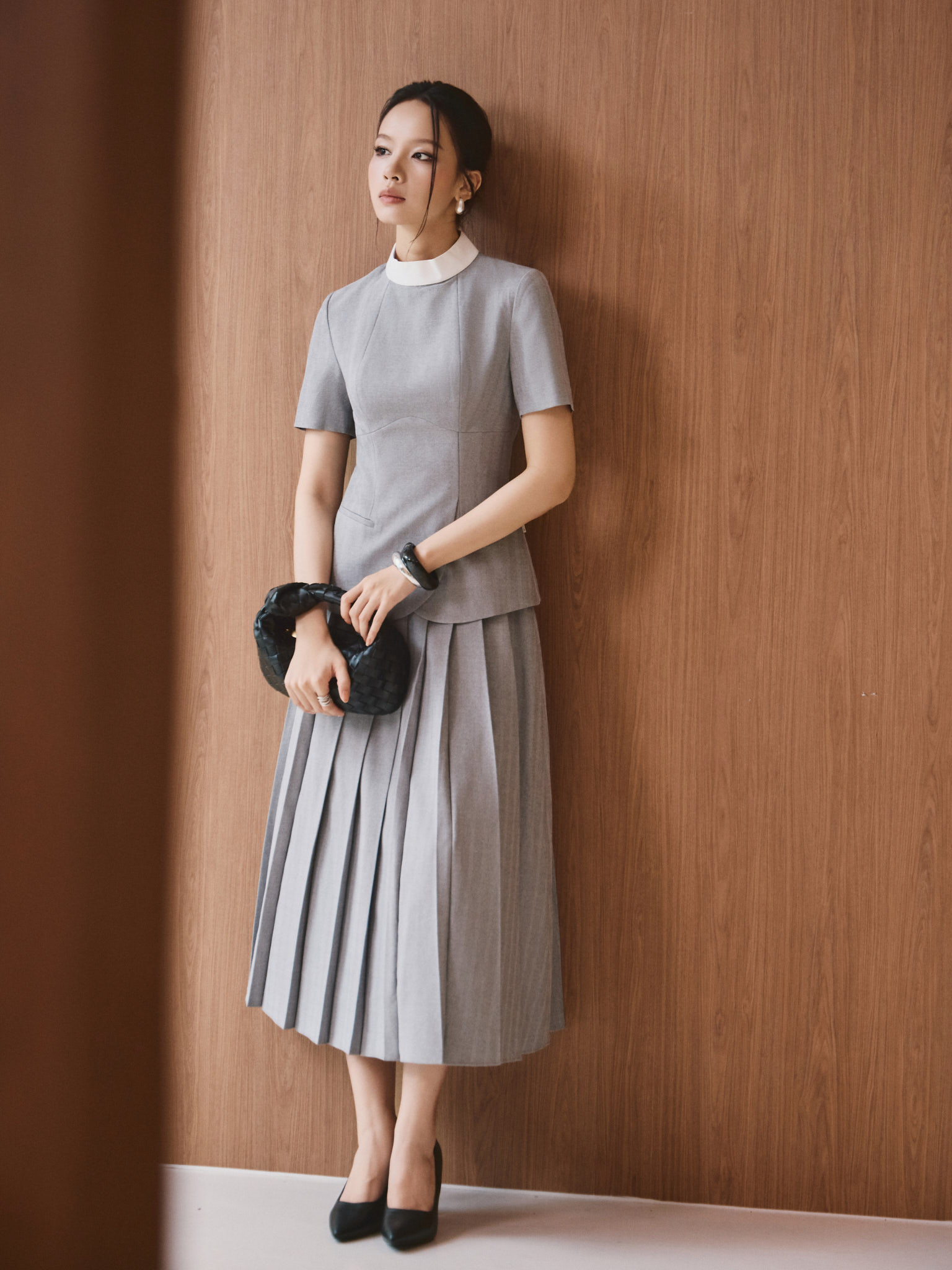 Áo peplum cổ cao phối vạt gấu bo tròn_ CV.2-1250
