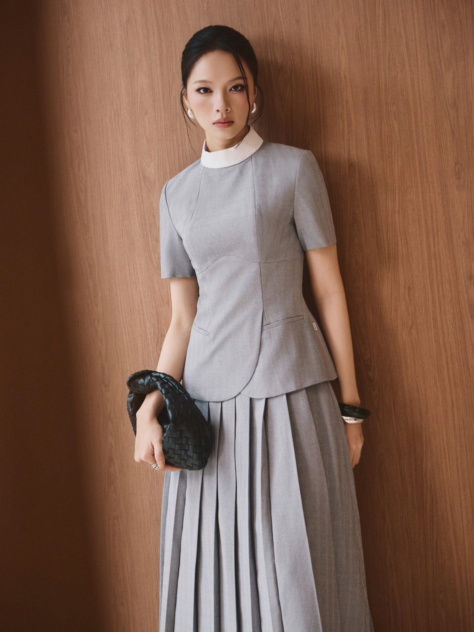 Áo peplum cổ cao phối vạt gấu bo tròn_ CV.2-1250