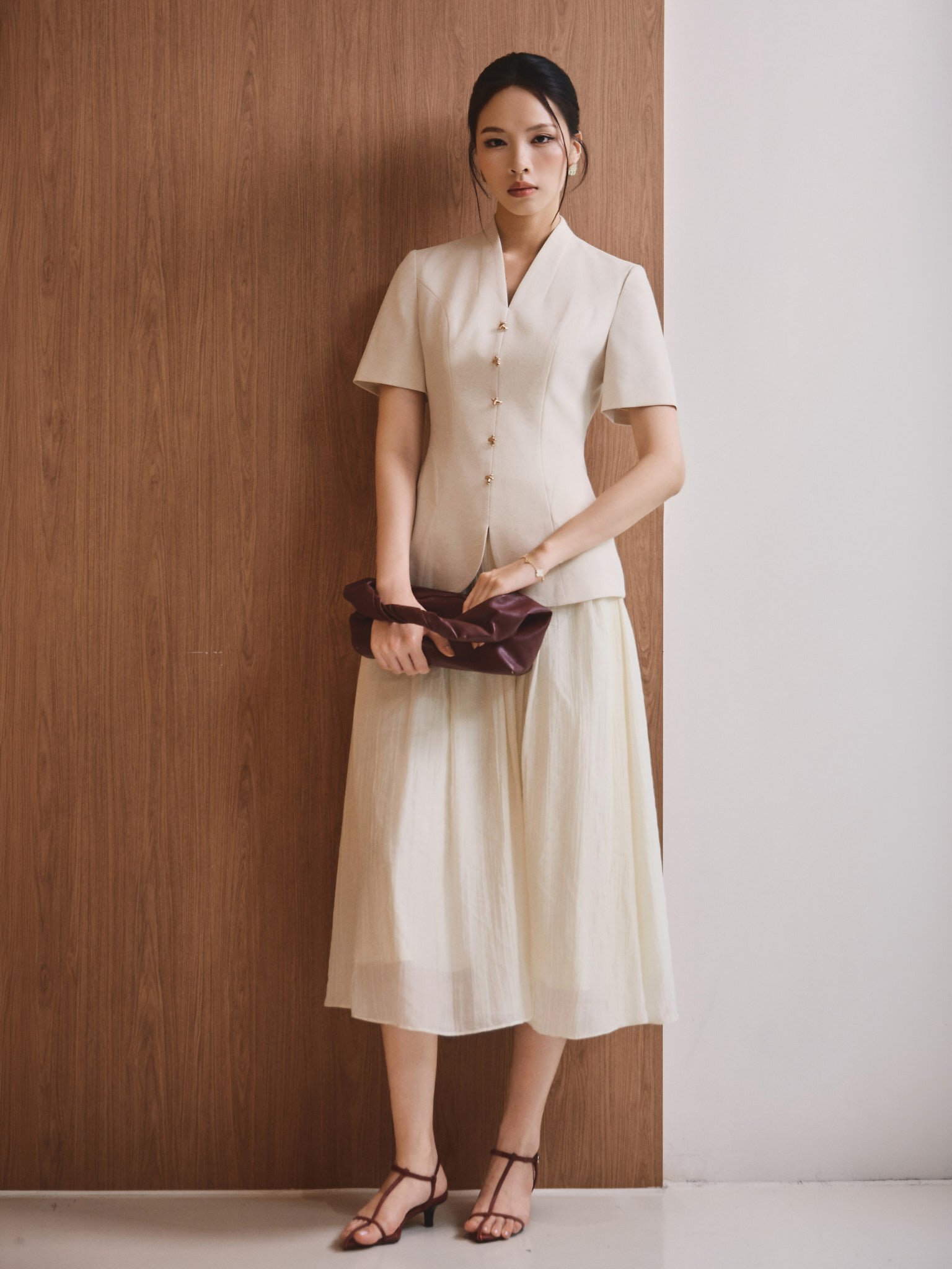 Áo peplum cổ V 1 hàng cúc_Q.2-980