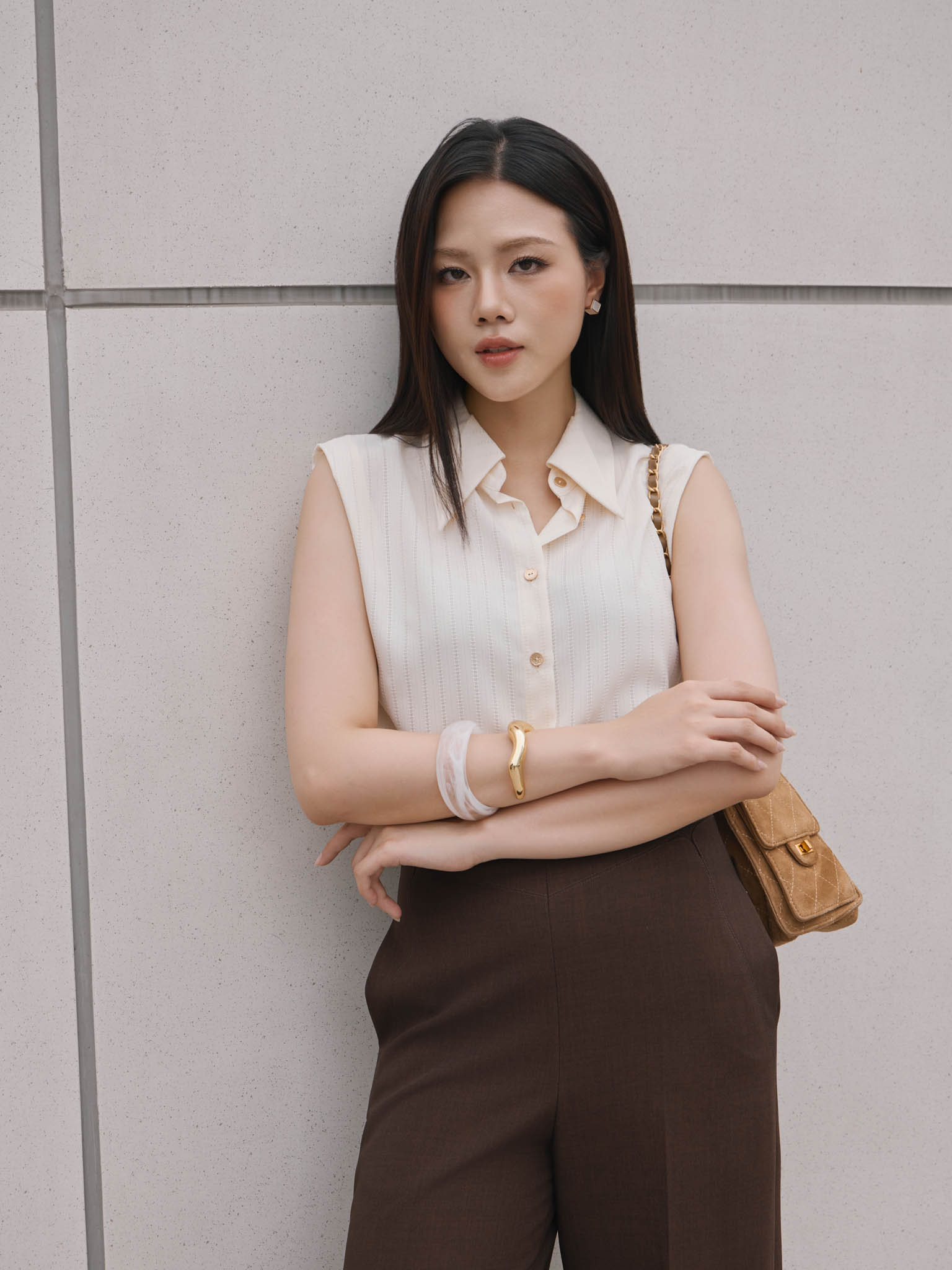 Áo sơ mi kẻ sát nách cổ bẻ cách điệu_CV.1-1249