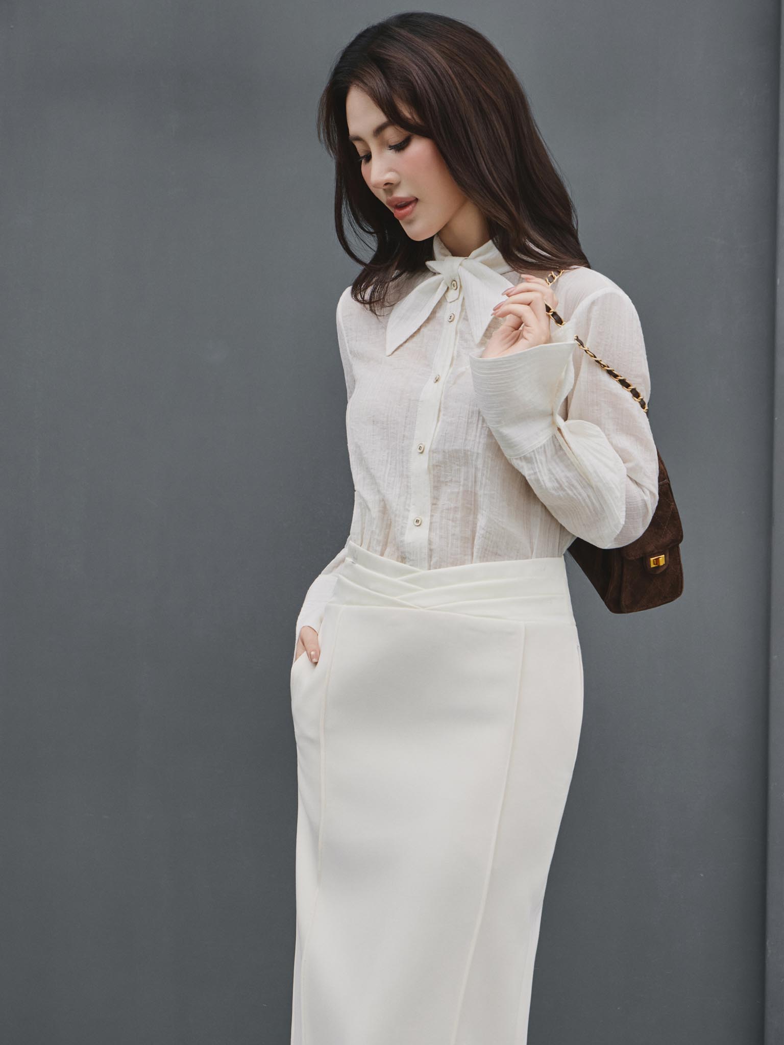 Chân váy midi phối cạp V_AV.1-1051