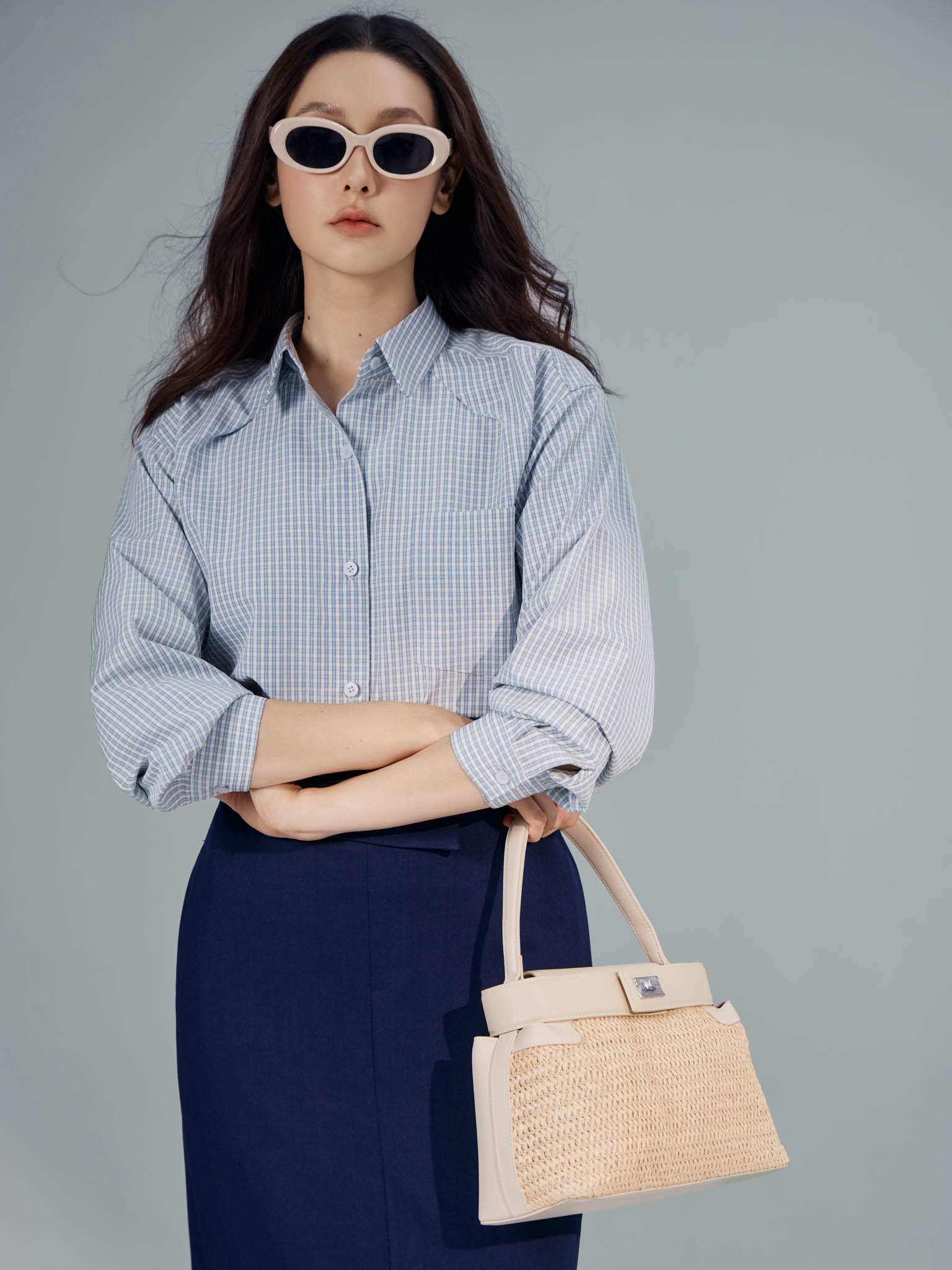 Áo sơ mi kẻ dài tay cổ bẻ