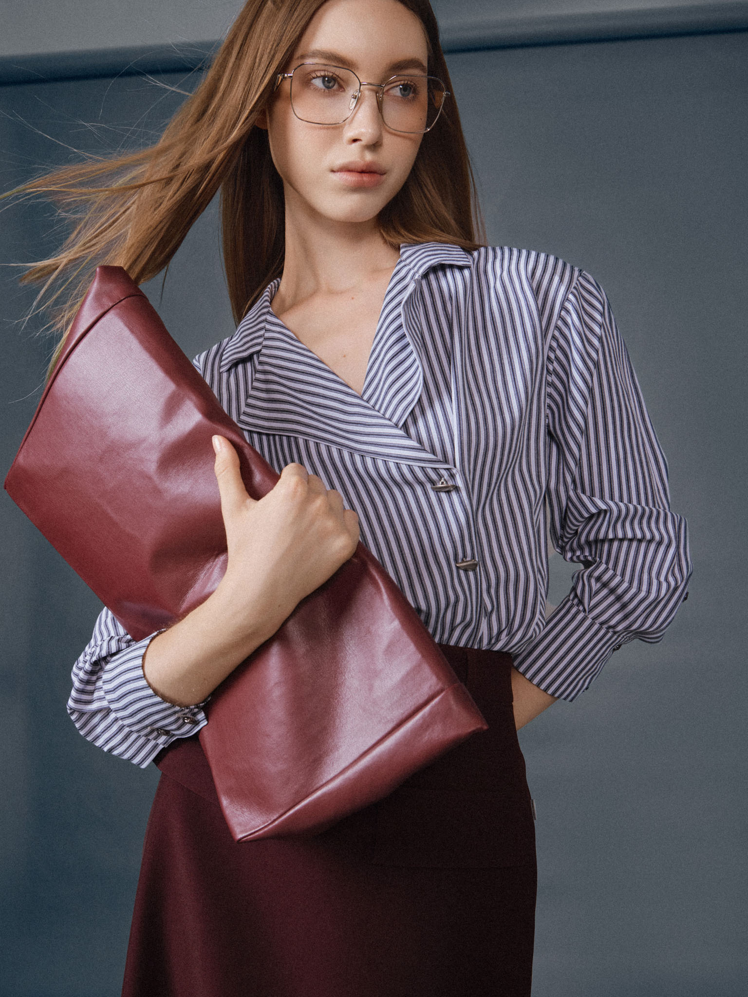 Chân váy midi cạp rời 2 nắp túi