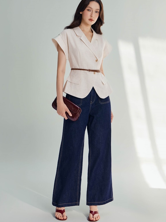 Quần Jean ống suông đứng gấu 3cm-DC01
