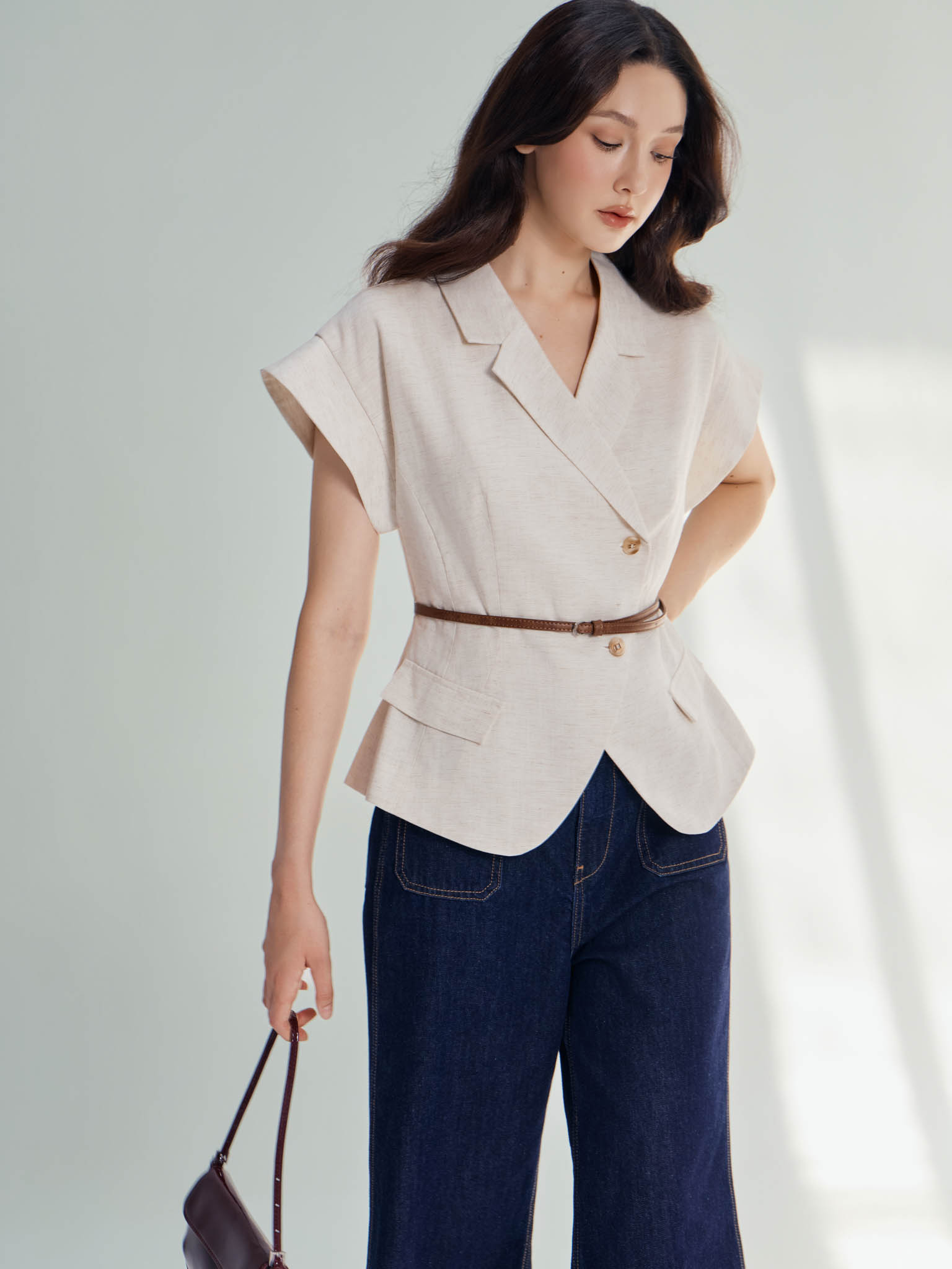 Quần Jean ống suông đứng gấu 3cm-DC01