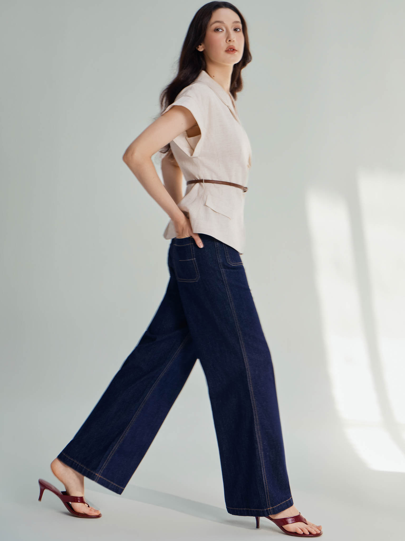 Quần Jean ống suông đứng gấu 3cm-DC01