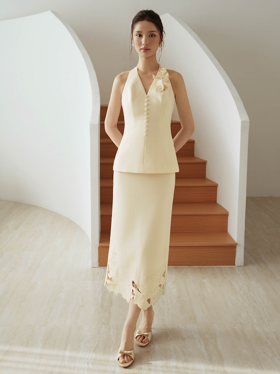 Chân váy midi chân cắt hoa laze_A.1-3375